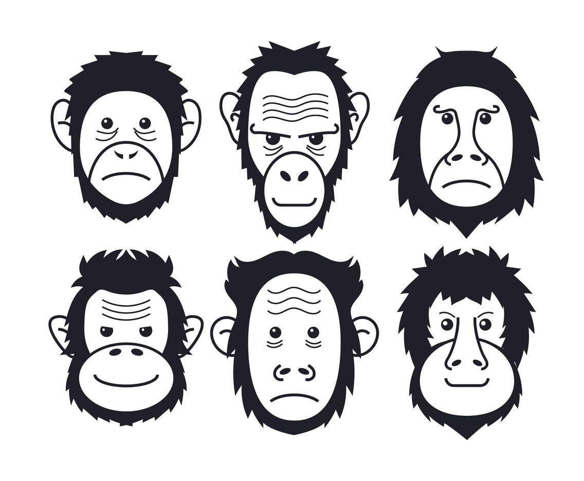 Ape Vector Set Vector Art Graphics 1136x936 Ape Vector Set Vector Art Graphics