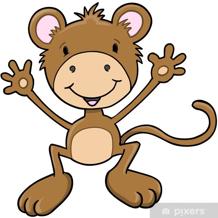Cute Monkey Ape Vector Art Wall Mural 700x699 Cute Monkey Ape Vector Art Wall Mural