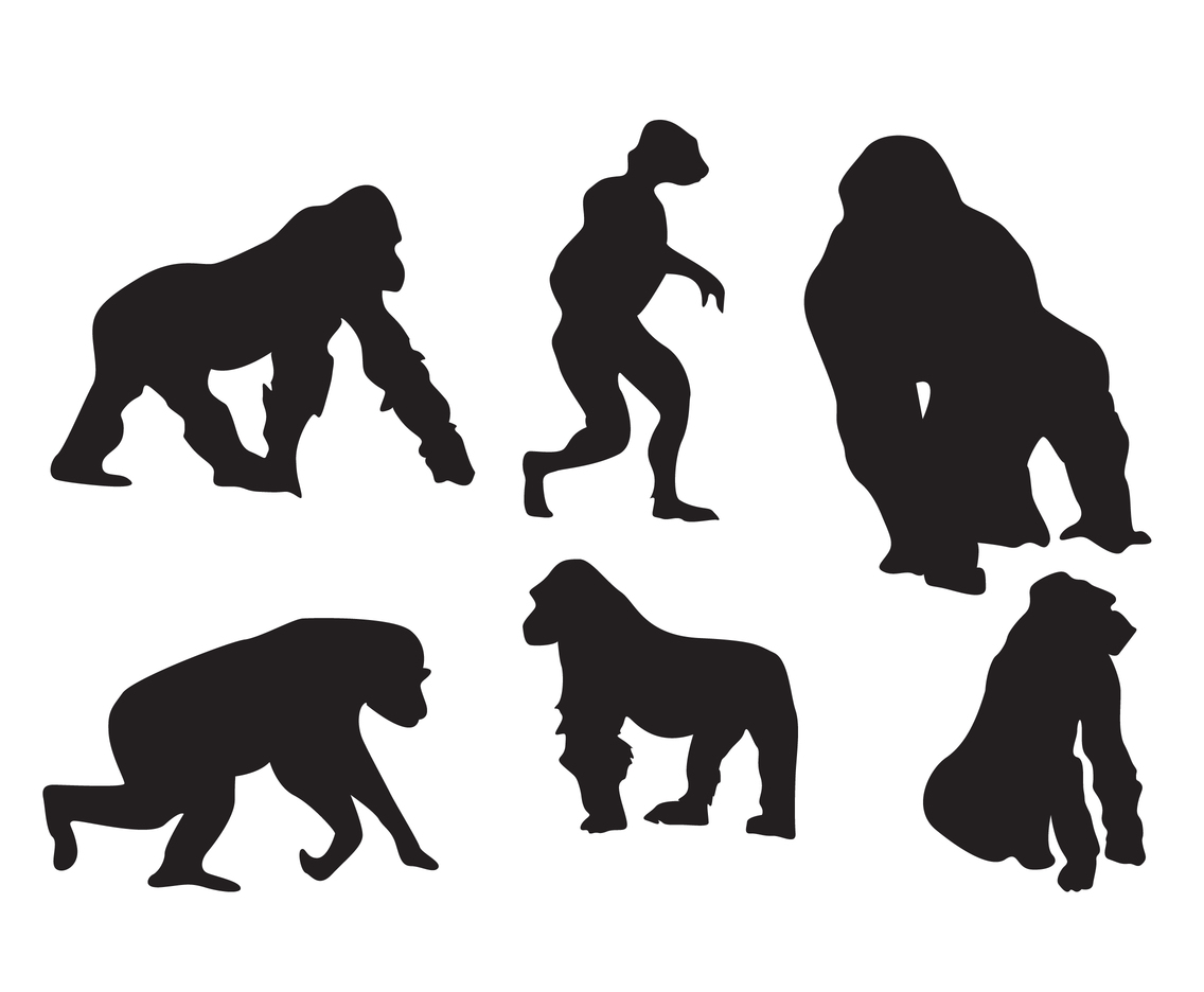 Flat Silhouette Ape Vector Art Graphics 1136x936 Flat Silhouette Ape Vector Art Graphics