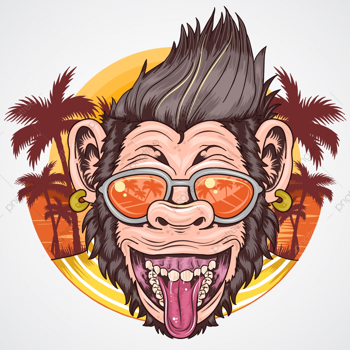Ummer Ape Chimpanzee Head Smile Face With Coconut Tree Vector 1200x1200 Ummer Ape Chimpanzee Head Smile Face With Coconut Tree Vector