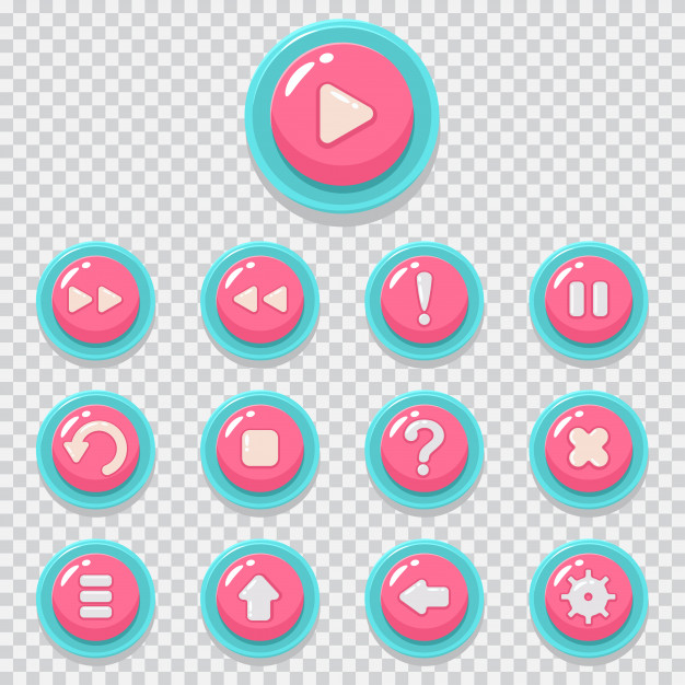 Game Button Vector Cartoon Icons Set Web Element For Mobile App 626x626 Game Button Vector Cartoon Icons Set Web Element For Mobile App