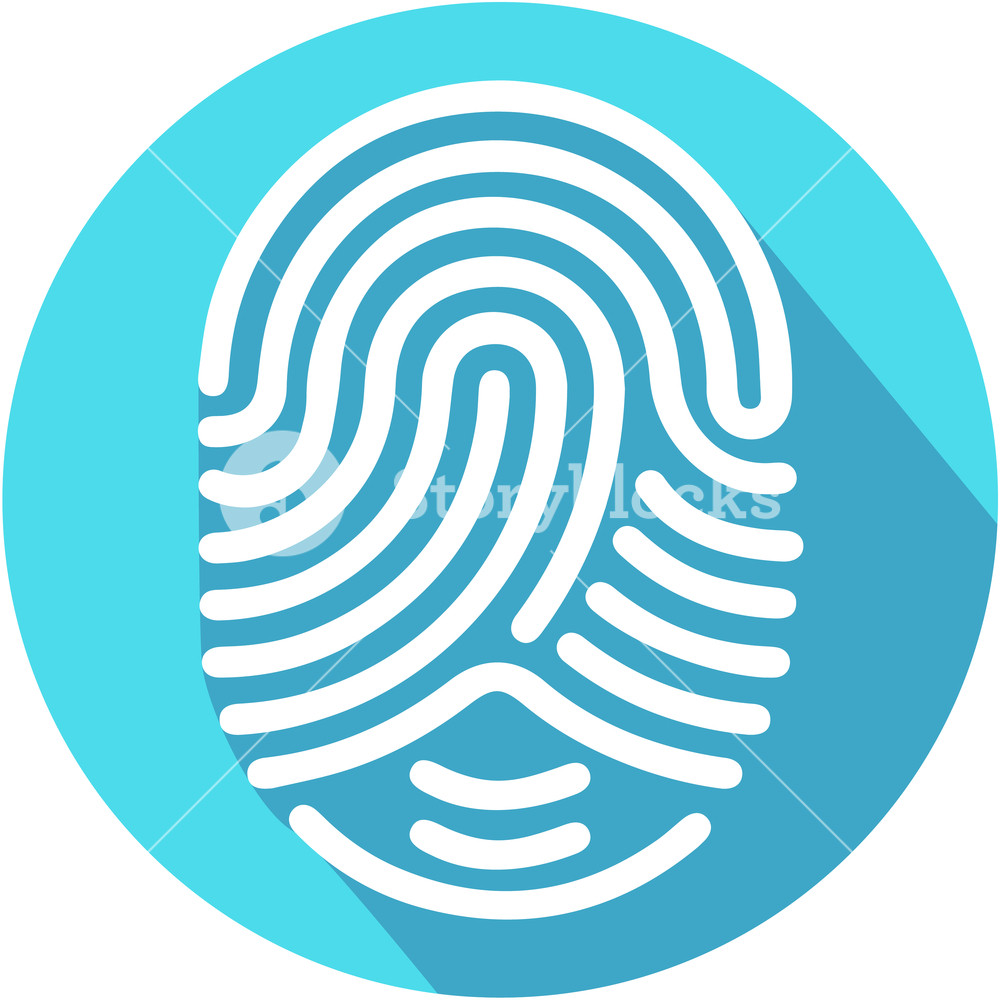 1000x1000 Fingerprint Icon For Logo Or App Icon Vector With Long Shadow