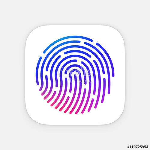500x500 Id App Icon Template Fingerprint Vector Illustration Mobile