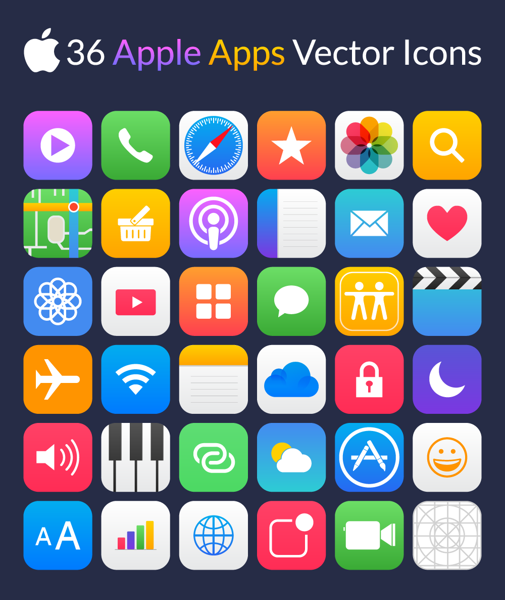1000x1186 Apple Apps Vector Icons Icons Apple Apps, App Icon Design