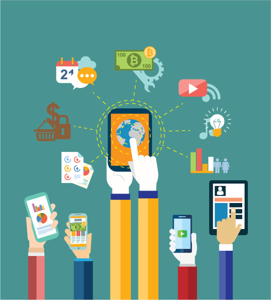 543x600 Mobile App Sets Design On Flat Illustration Free Vector In Adobe