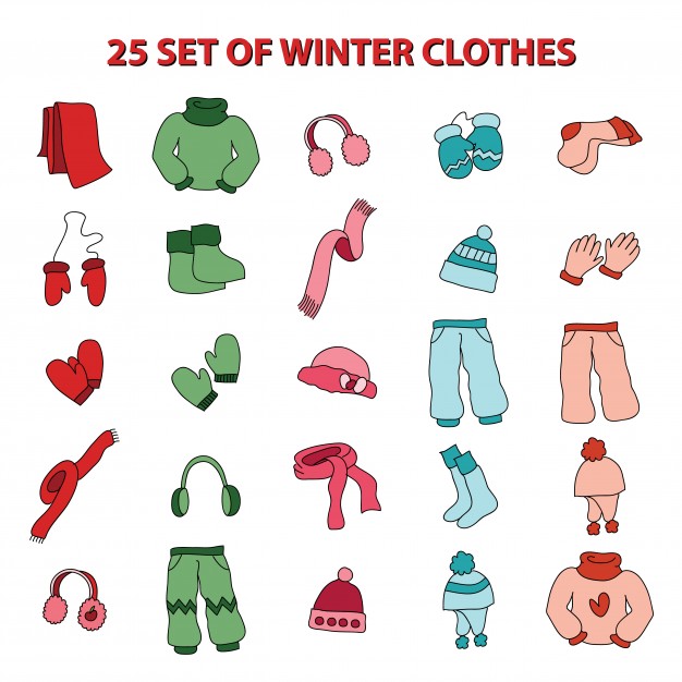 626x626 Set Of Winter Apparel Clothes Icon Vector Illustration Vector