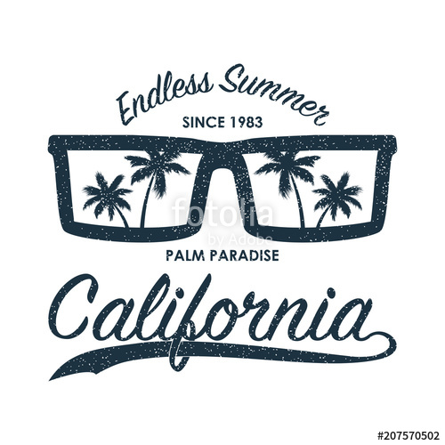 500x500 California Grunge Print For T Shirt With Sunglasses And Palm Trees