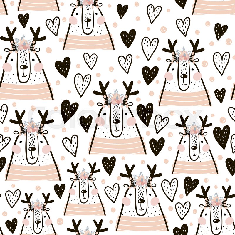 800x800 Seamless Childish Pattern With Cute Stock Vector Colourbox