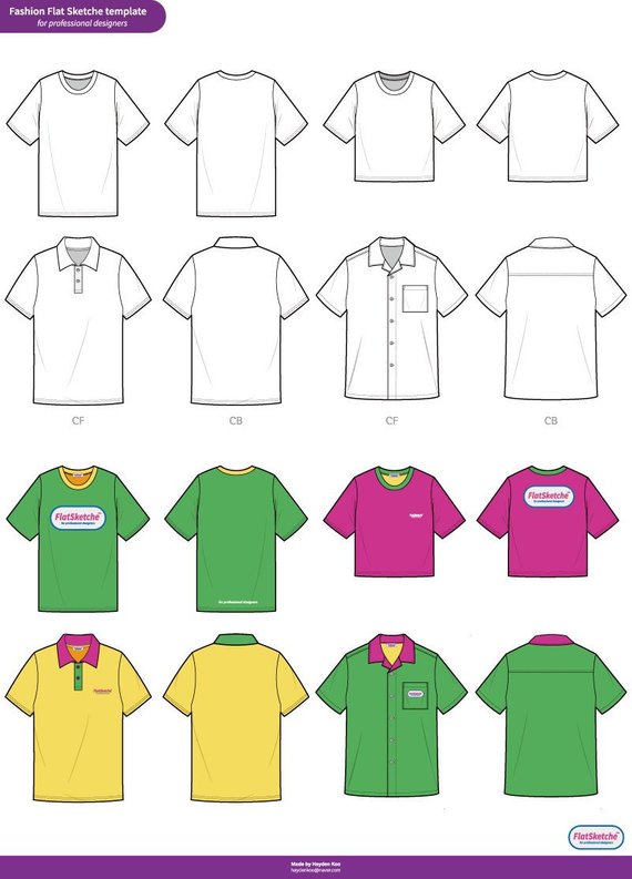 570x793 Apparel Vector Mockup Pack Pattern Shirt Sketch, Fashion