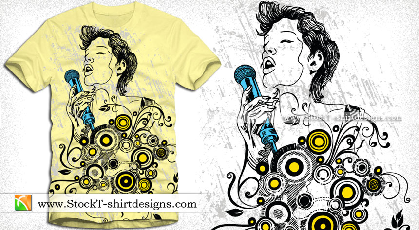860x473 Apparel Vector T Shirt Design With Singing Girl Vector T Shirt