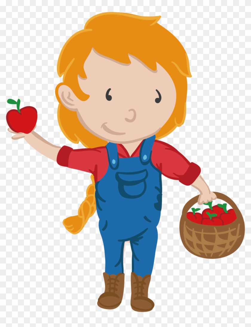 840x1092 Children Picking Apple Labor Cartoon Vector Material