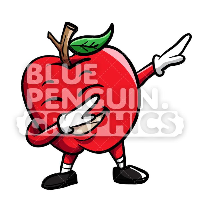 700x700 Dabbing Apple Vector Cartoon Clipart Illustration Blue Penguin