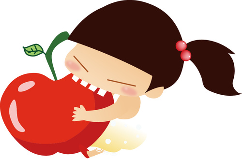 500x329 Little Girl Eating Apple Vector Free Download