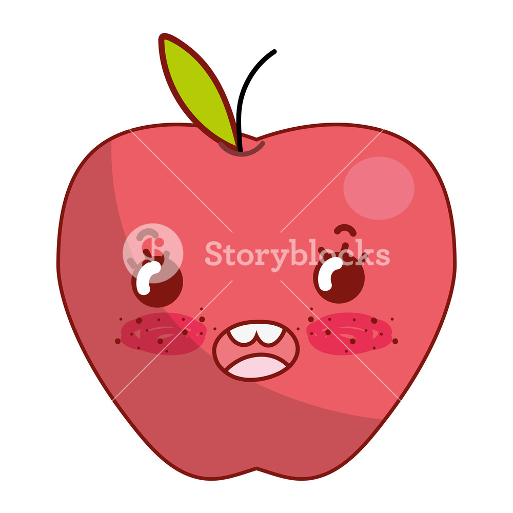 1000x1000 Cute Apple With Expressive Face Isolated Cartoon Vector