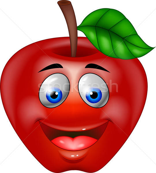 541x600 Red Apple Cartoon Vector Illustration Teguh Mujiono