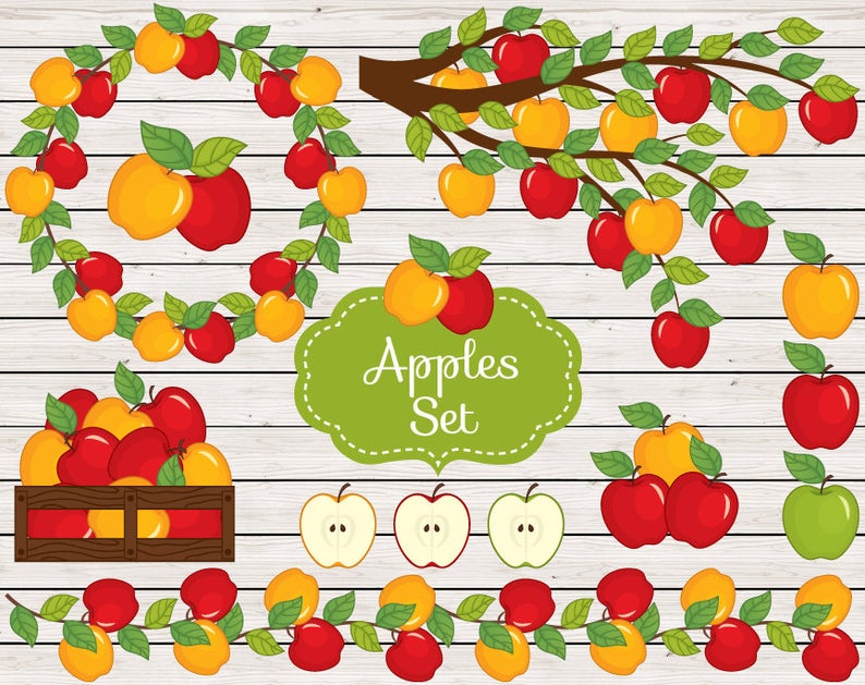 794x629 Apples Clipart Vector Apple Clipart Rustic Clipart Apple Etsy