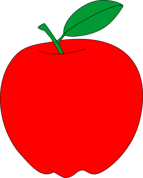 500x624 Hd Red Apple With Green Leaf Free Vector Clipart