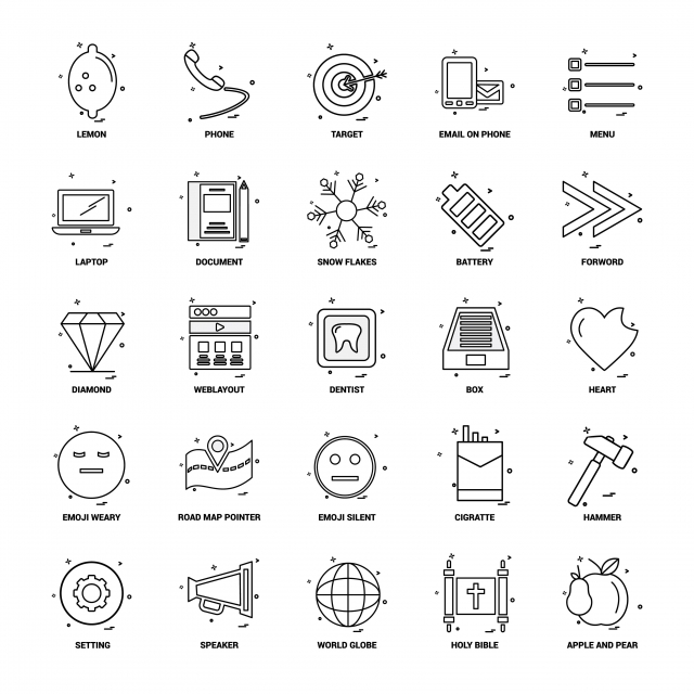 640x640 Business Concept Mix Line Icon Set, Apple And Pear, Background