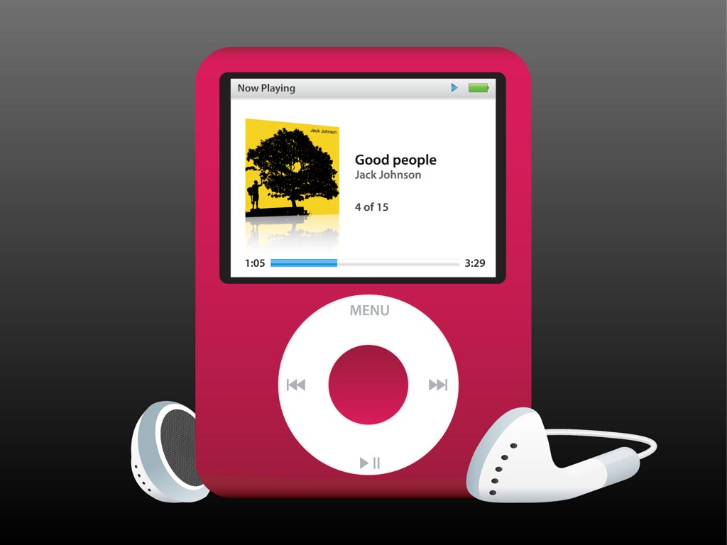 1024x768 Apple Music Player Vector Art Graphics