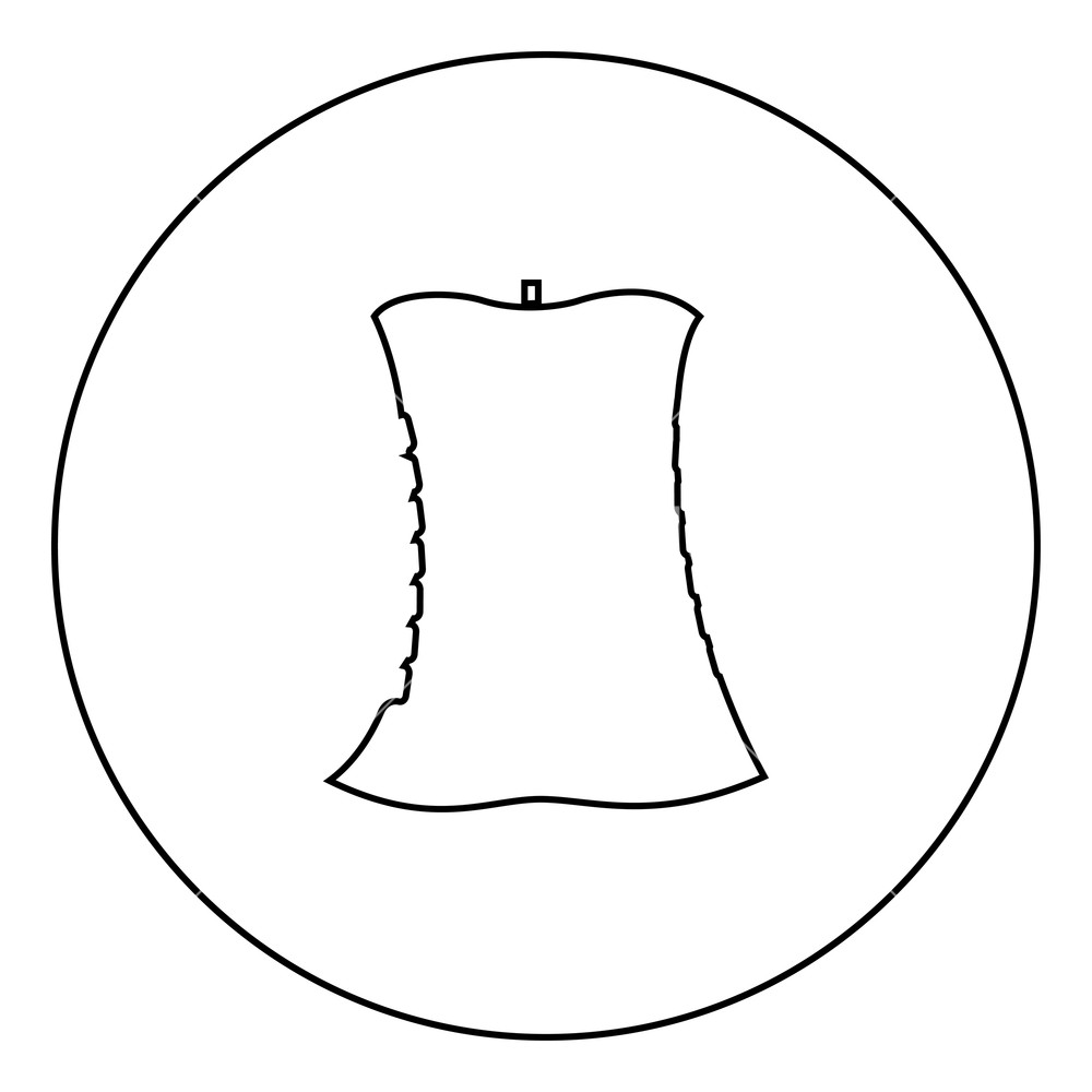 1000x1000 Apple Core Black Icon In Circle Outline Vector Illustration Image