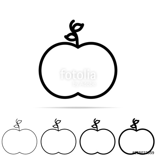 500x500 Apple Icon In Different Shapes, Thickness Simple Thin Line