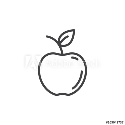 500x500 Apple Line Icon, Outline Vector Sign, Linear Style Pictogram