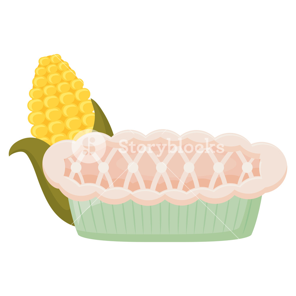 1000x1000 Corn And Apple Pie Icon Over White Background, Vector Illustration
