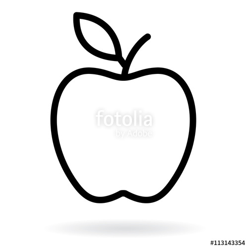 500x500 Apple Line Drawing Apple Black Silhouette Vector Illustration