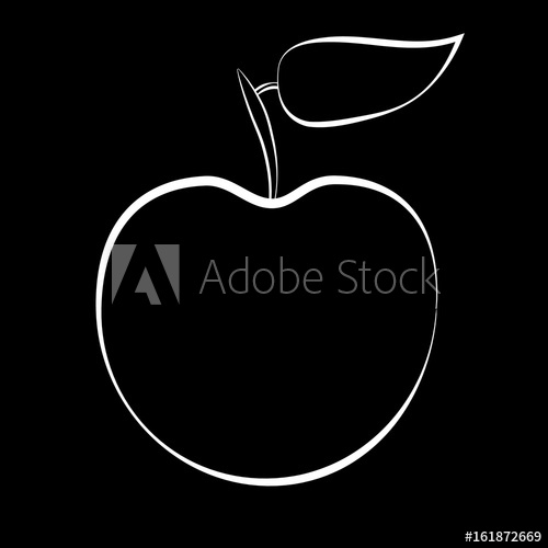 500x500 Black Apple With White Stroke On Black Background Apple