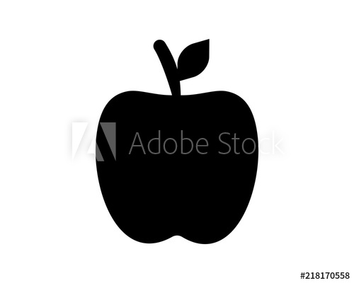 500x400 Black Apple Silhouette Fruit Image Vector Icon Logo Symbol Set