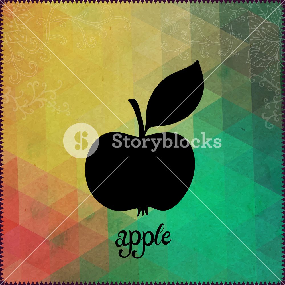 1000x1000 Apple Silhouette On Hipster Background Made Of Triangles