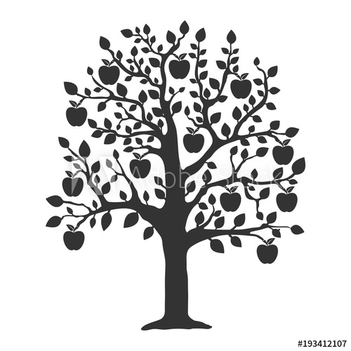 500x500 Apple Tree Icon Flat Vector Illustration In Black On White