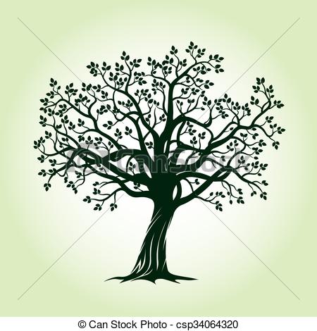 450x470 Green Apple Tree Vector Illustration