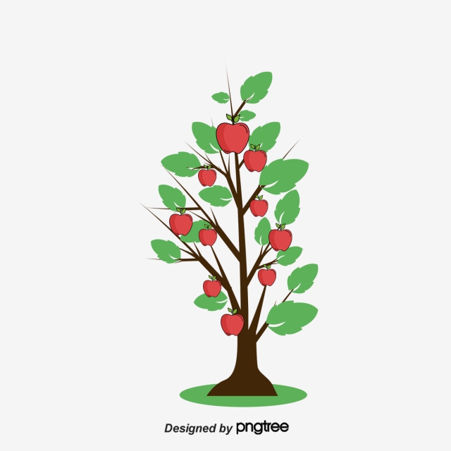 640x640 Vector Cartoon Apple Tree, Cartoon Clipart, Tree Clipart, Cartoon