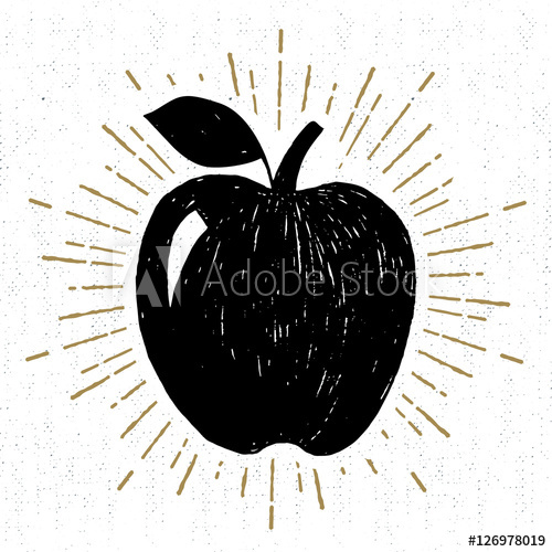Hand Drawn Icon With Textured Apple Vector Illustration 500x500 Hand Drawn Icon With Textured Apple Vector Illustration