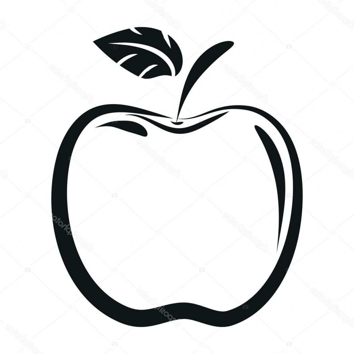 Силуэт яблока с листиком