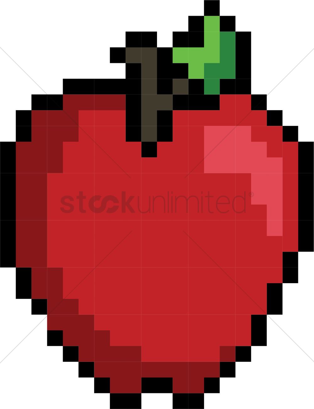 Pixel Art Apple Vector Image 1000x1300 Pixel Art Apple Vector Image