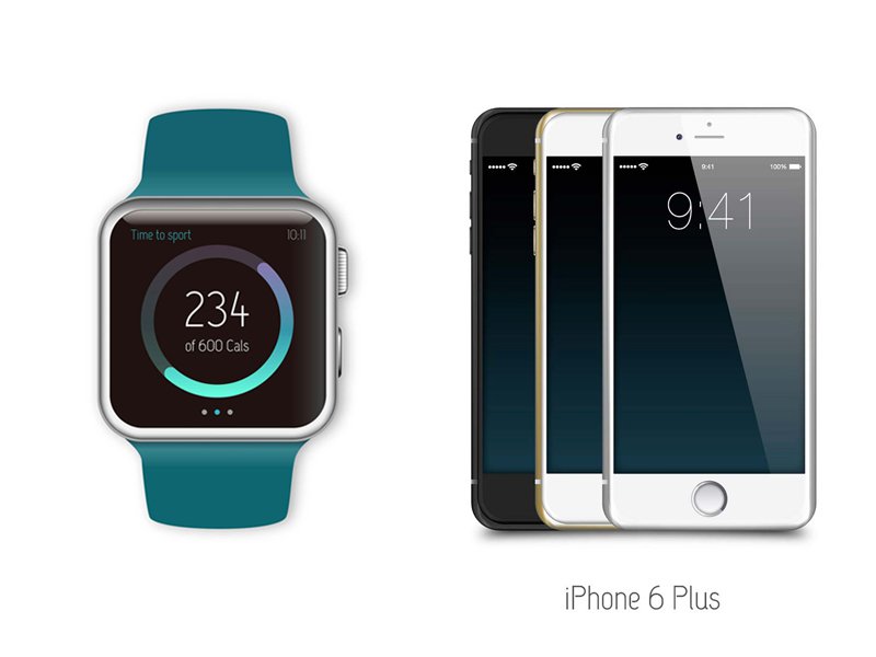 Iphone And Apple Watch Vector Mockups 800x600 Iphone And Apple Watch Vector Mockups