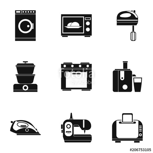 500x500 Home Appliances Icons Set Simple Illustration Of Home