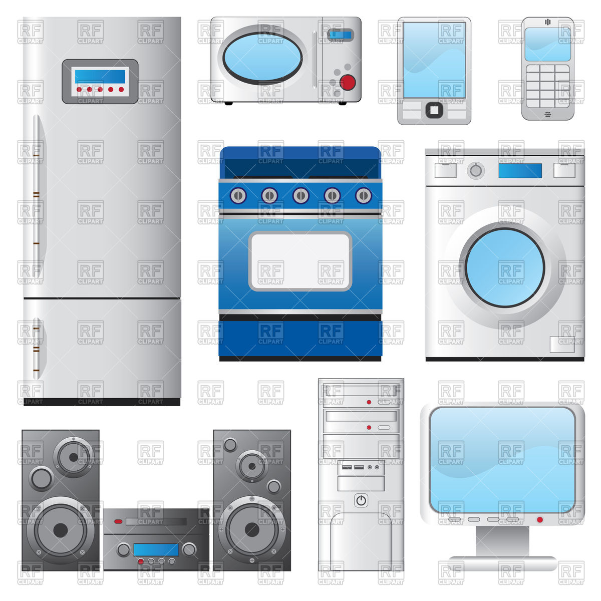 1200x1200 Major And Small House Appliances Vector Image Of Objects