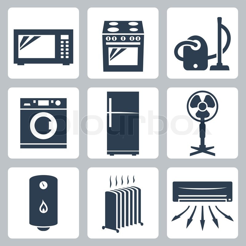 800x800 Vector Major Appliances Icons Set Stock Vector Colourbox