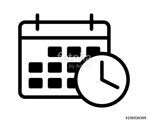 500x409 Business Appointment Calendar With Time Clock Line Art Vector Icon