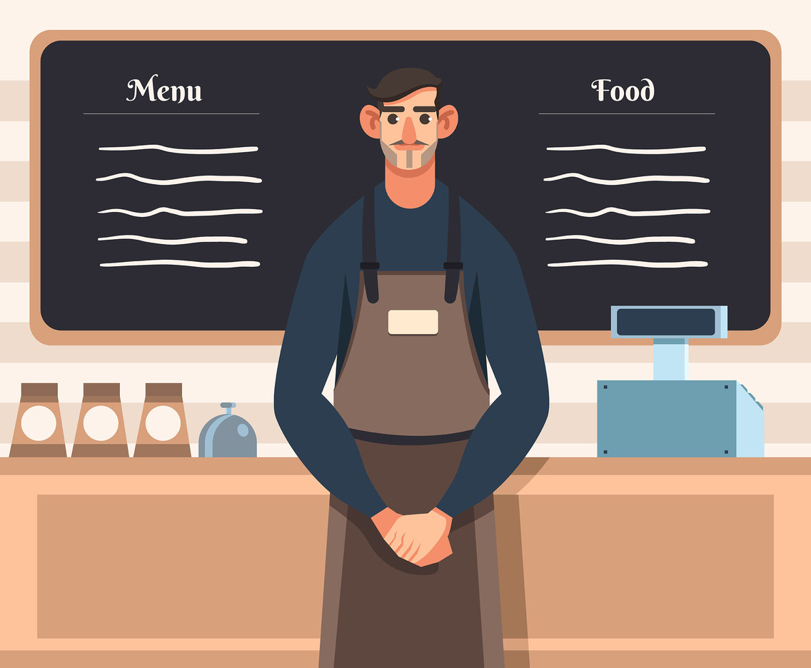 1136x936 Barista In Apron Vector Vector Art Graphics