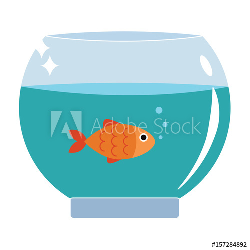 500x500 Gold Fish In Aquarium Vector Illustration Flat Design