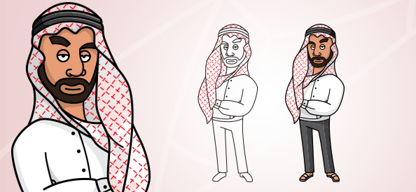 Arab Man Vector Character 594x274 Arab Man Vector Character