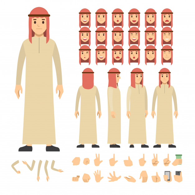 Arab Man Character Set Vector Premium Download 626x626 Arab Man Character Set Vector Premium Download