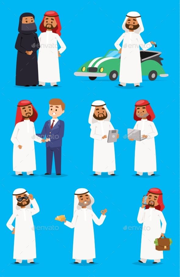 Cartoon Arabic Businessman Vector Characters 590x911 Cartoon Arabic Businessman Vector Characters