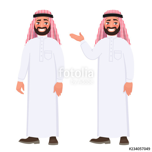 Happy Arab Man In National Clothes On White Background Vector 500x500 Happy Arab Man In National Clothes On White Background Vector