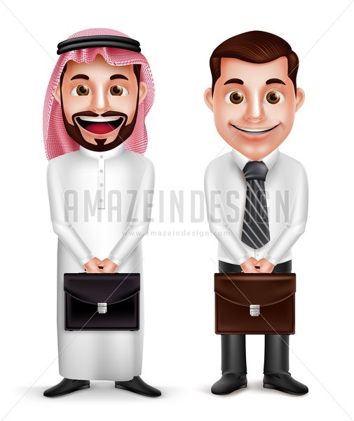 Saudi Arab Man Vector Characters Holding Briefcase 505x600 Saudi Arab Man Vector Characters Holding Briefcase