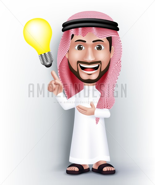 Vector Saudi Arab Man Character With Idea 502x600 Vector Saudi Arab Man Character With Idea